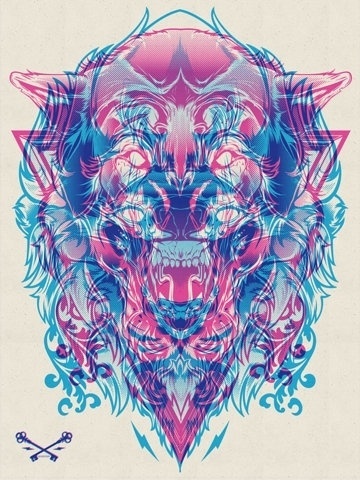 FFFFOUND! | Halftone Print Series - Wolf & Lion on the Behance Network #poster
