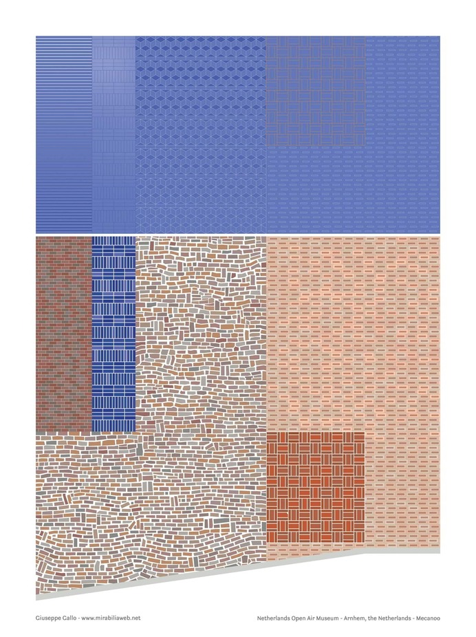 Poster of Netherlands Open Air Museum, design Giuseppe Gallo, Mecanoo Pattern poster Series