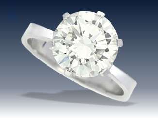 Ring: exquisiter, hochwertiger Brillant/Solit&auml;r-Goldschmiedering, ca. 3ct