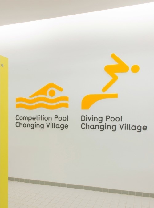London Aquatics Centre wayfinding & signage | Cartlidge Levene