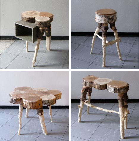 recycled raw lumber furniture