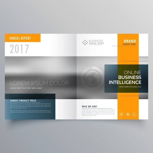 Orange open geometric brochure Free Vector