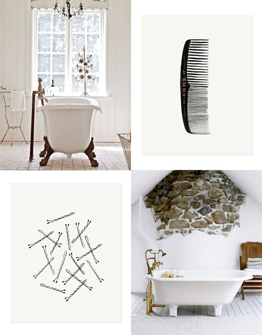 WHITE BATHROOMS RIFLE PAPER CO PRINTS #interior #design #decor #deco #decoration