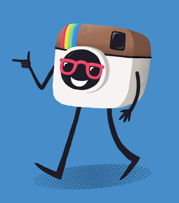 Instagram man - Tom Wolley #instagram #wolley #camera #sunglasses #tom #illustration #walking #man #cool
