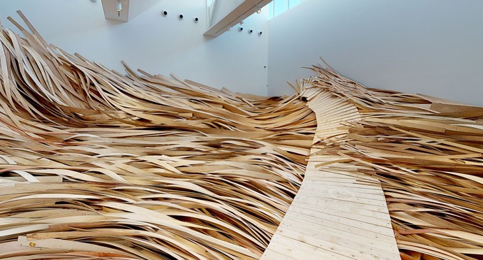 A Massive Wooden Wave Surges From a Gallery Floor in an Installation by Wade Kavanaugh and Stephen B. Nguyen | Colossal