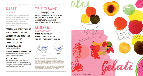 Carluccio's Summer Menu 2011 | Irving #illustration #menu