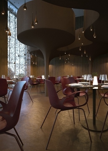 Twister Restaurant, Modern European Decoration Interior Restourant with Brown Style - Modern Home Design Ideas | Iransdesign.com #interior #serghii #design #makhno #restaurant #butenko #sergey #twister