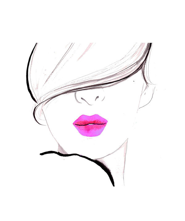 Print from original watercolor study by Jessica Durrant titled, Pucker Up #acuarela #illustration #watercolor #woman