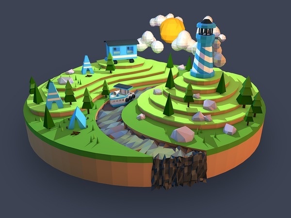 Low Poly Camping Landscape #camping #landscape