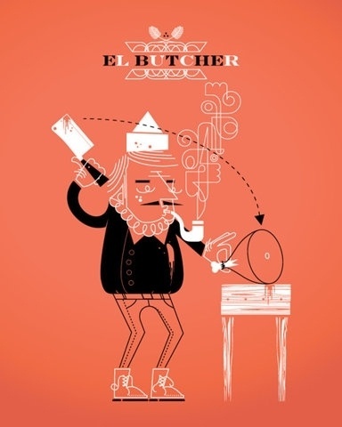 FFFFOUND! #butcher #line #salmon #2color #meat #illustration