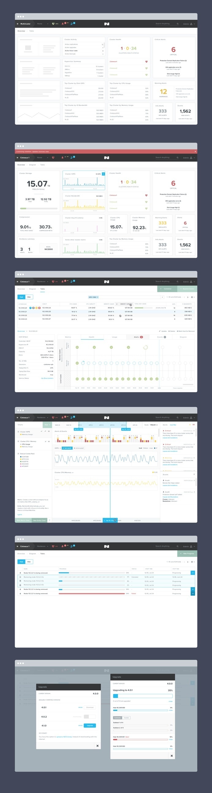 Nutanix Design iterations by Jeremy Sallée ✦✦✦ #ux #design #ui #admin #template