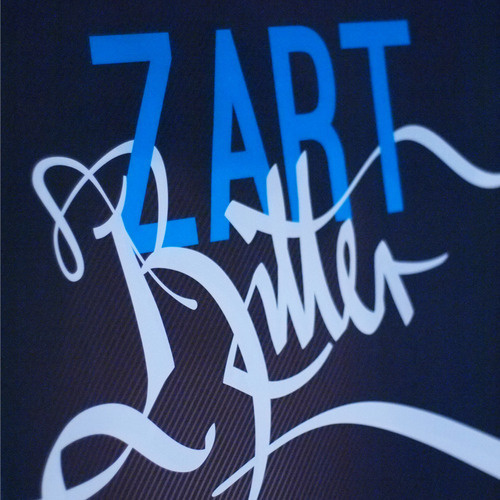Branding for ZARTBITTER - Die Schokoladen Revue. Client: Die Schönen der Nacht, (DE) Freiburg #boris #blackmilk-box #branding #handwriting #hoepf #zartbitter #handmade #poster #blue #typo