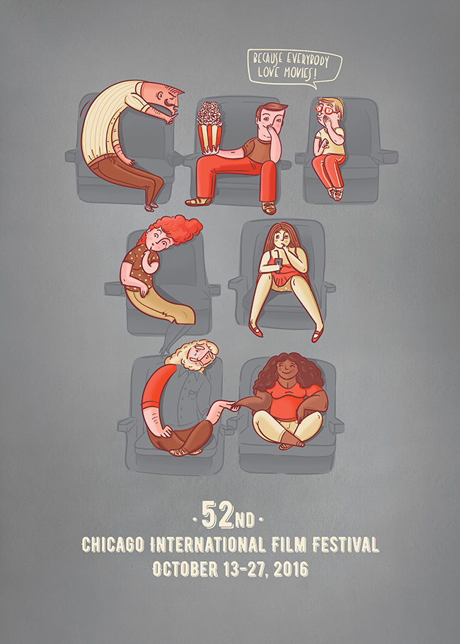 Chicago Film Festival - poster proposal by Magic Suitcase #poster #chicago #film #festival #movie #cinema #lettering #type #illustration