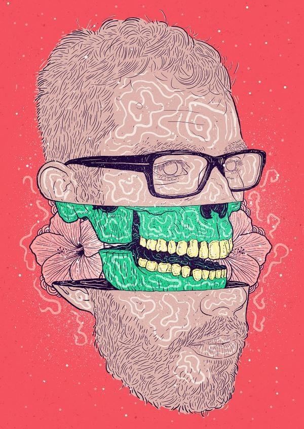 Bruno Miranda Illustrations (2) #color #person #vibrant #people #illustration #skull #drawing