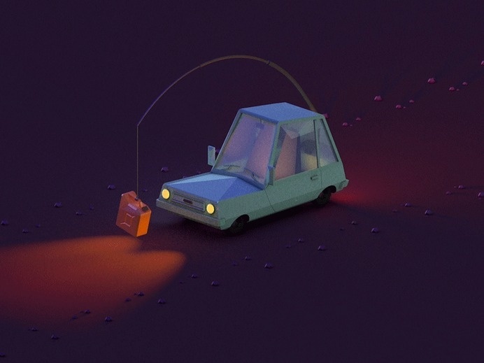 Misha Petrick's Jerry Car #animation #isometric #night #lowpoly #gif #character