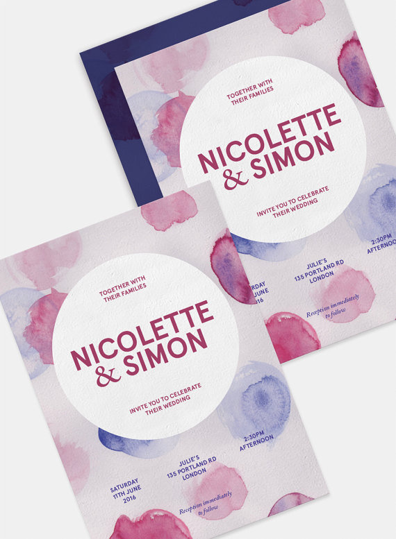 #wedding #invitation #watercolour #typography #minimalist #contemporary #designer #paper #craft #purple