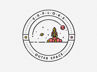 OUTER SPACE Badge #line #vector #icon #illustrator #space #spaceship #illustration #rocket #logo #drawing #detail #moon