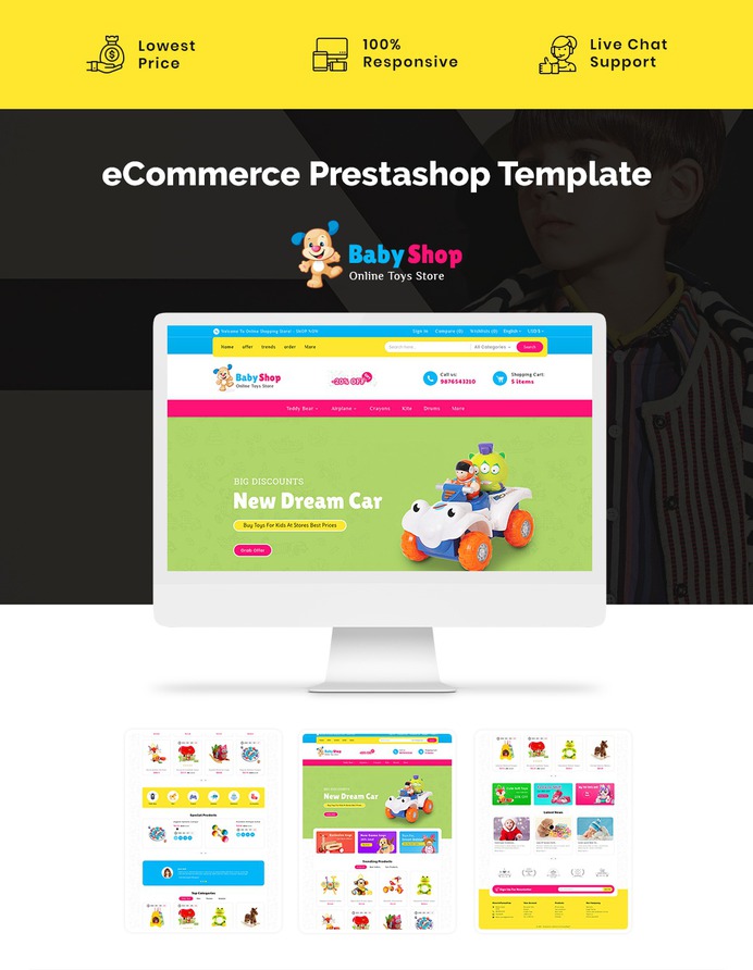 #Baby Shop - #Toys Store - #Prestashop #Responsive #Theme | #TemplateTrip #eCommerce #Website #Design #Template