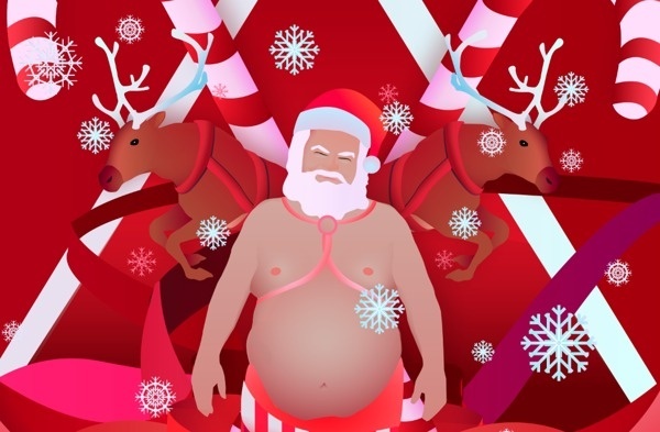 Naked Santa #holidays #vector #santa #christmas #illustration #xmas #naked