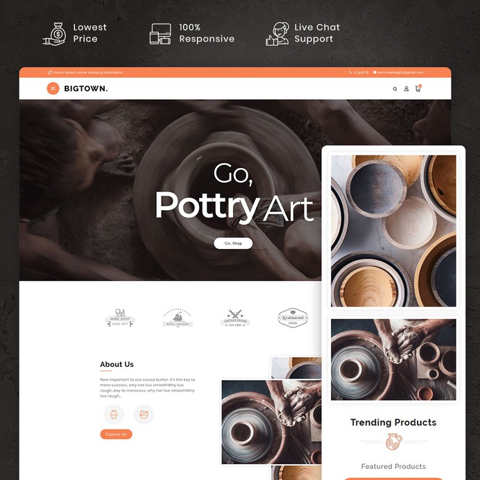 #Bigtown #Pottry #Ceramic - #MultiPurpose Store - #Prestashop #Responsive #Theme | #TemplateTrip #eCommerce #Website #Design #Template