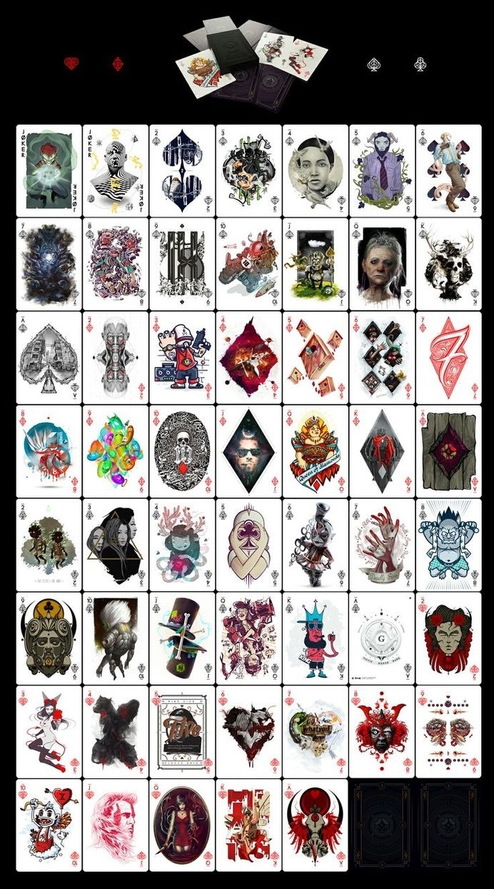 New artpack from Goverdose art collective - DECK. Playing cards, micro art album. Zoom: https://www.behance.net/gallery/16487019/Goverdose-2 #deck #of #design #goverdose #playing #illustration #art #cards