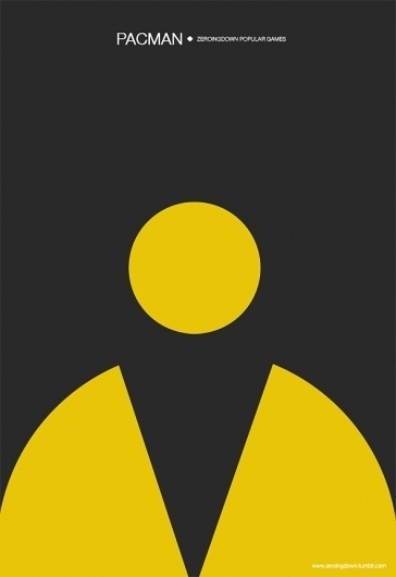 Less is More #yellow #pacman #black #simple #minimal #vintage #poster #game #clever
