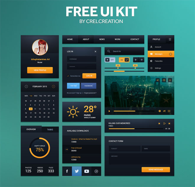 Free UI Kit by Hervé // Crelcreation