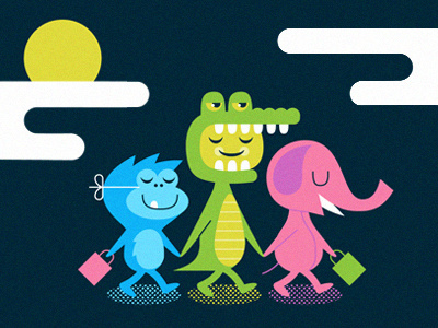 Dribbble - Night of the Living Zoo by Chris Parks #illustration