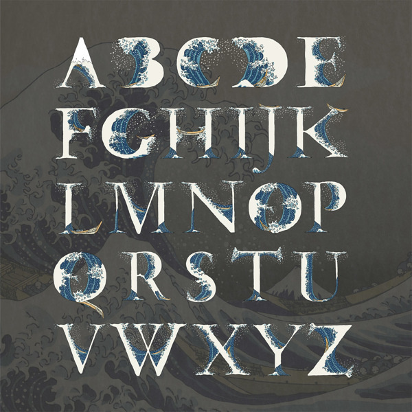 The great wave of Kanagaw typeface #font #design #kanagaw #tsunami #typeface #japan #typography