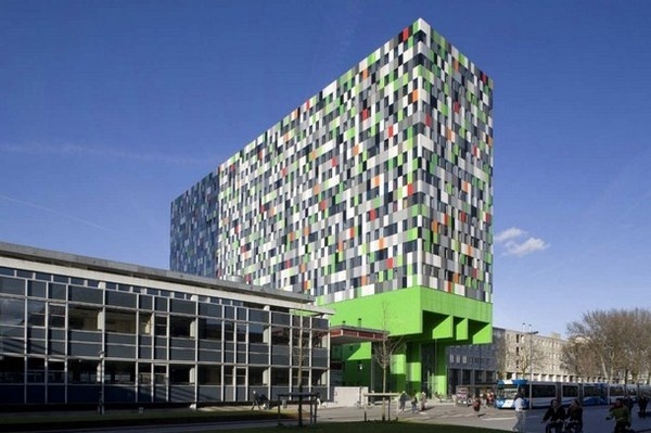 Utrecht Netherlands and bright and colorful student residence #bright #architecture #art #exterior #buildings
