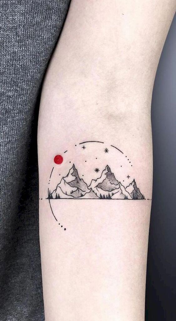 Serene Mountain Temporary Tattoo / Mountain Peak Tattoo / Nature / Scenery  Tattoo / Circle Tattoo / Circular Tattoo / Minimalist Tattoo - Etsy India