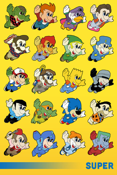 Super Art Print #mario #super #pop #icons #culture #illustration