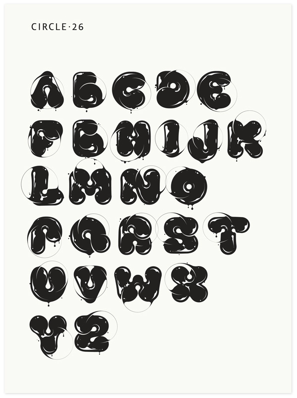 Circle.26 #font #line #letters #black #cuts #circle #curvy #glassy #typography