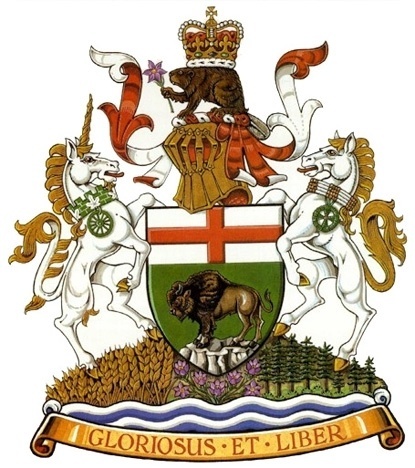 The CANADIAN DESIGN RESOURCE » manitoba coat of arms #canada #manitoba #beaver #unicorn #bison #of #arms #coat
