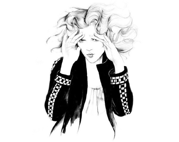 Gat Rimon untitled 07 #girl #b&w #feeling #illustration #fashion
