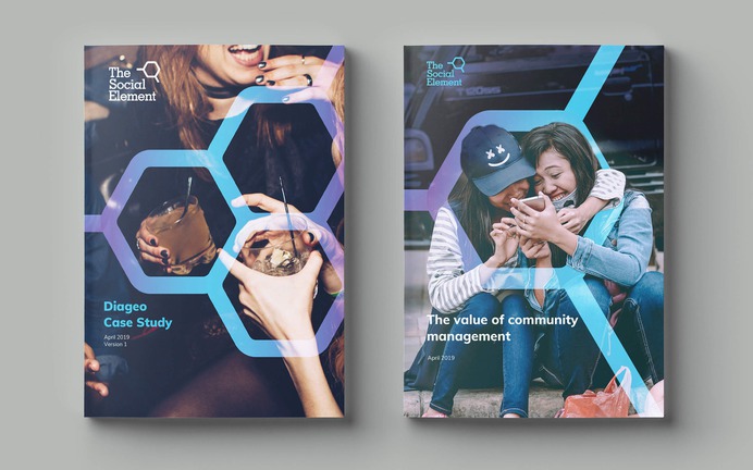 The Social Element print covers graphics
