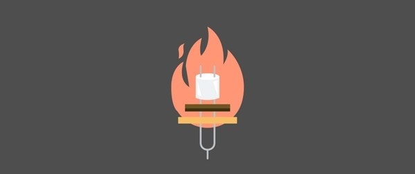 Flaming S'more #flat #vector #marshmallow #icon #design #camping #illustration #flame #bonfire