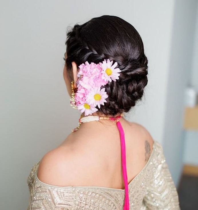 Braided Bun With Floral Accessory