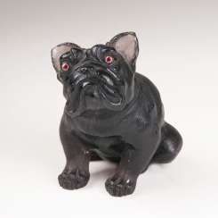 Kleine Obsidian-Tierfigur 'Bulldogge'