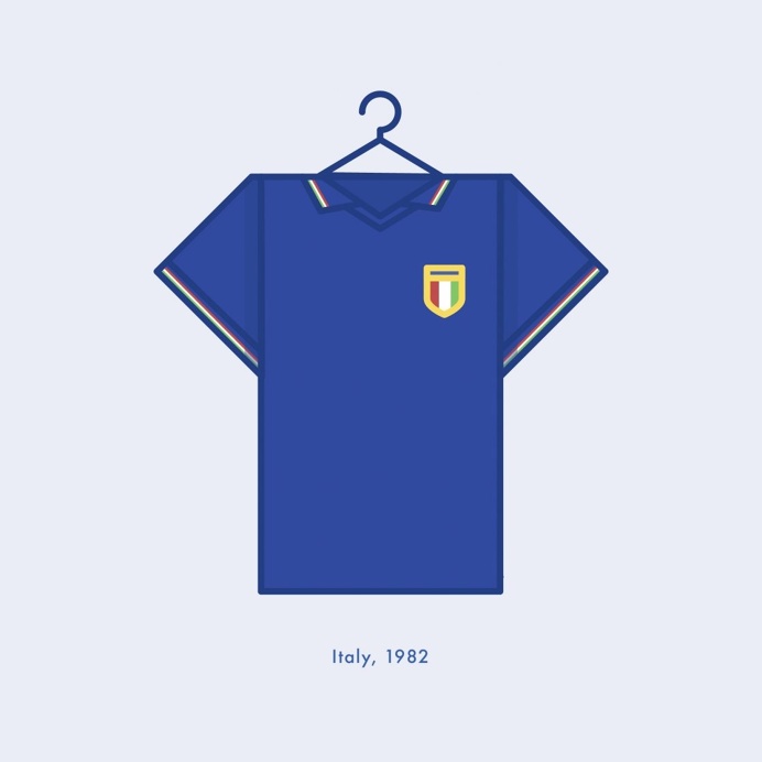 Italy World Cup Winning Football Kit 1978 - Minimal Illustration by Lucas Jubb