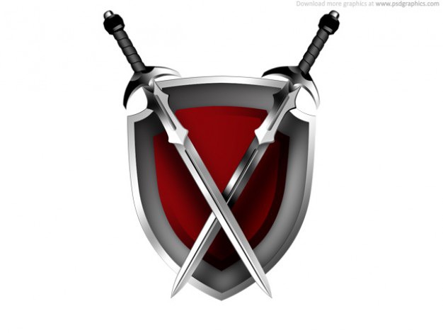 Swords and shield icon Free Psd. See more inspiration related to Icon, Shield, Metal, Security, Psd, Swords and Horizontal on Freepik.