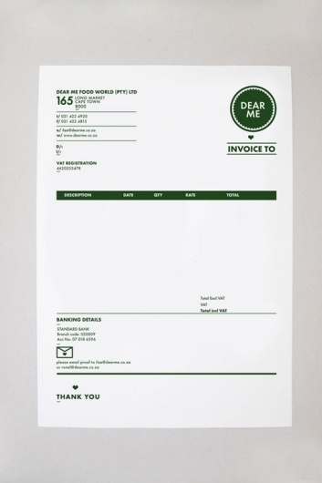 Invoice design idea #276: Design Work Life » Daniel Ting Chong: Dear Me Brasserie Identity #invoice #dear #branding #statio...
