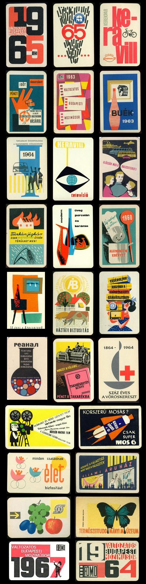A huge collection of Hungarian mid-century pocket calendars - AnotherDesignBlog.