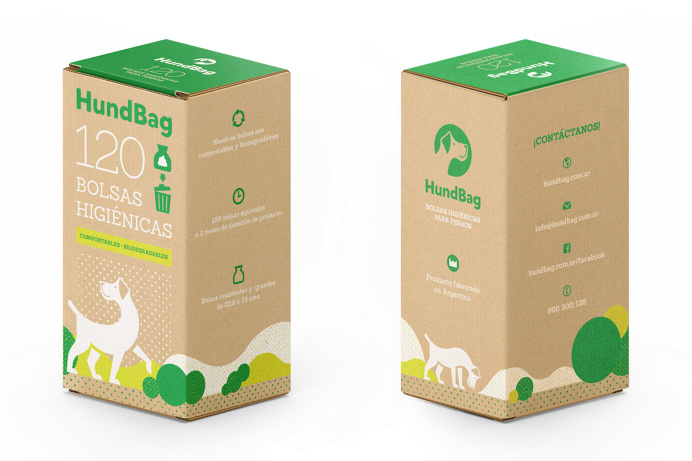 Packaging for Hundbag, dog waste bags. #packaging #box #ecology #dog #bag #craft #green #illustration #print