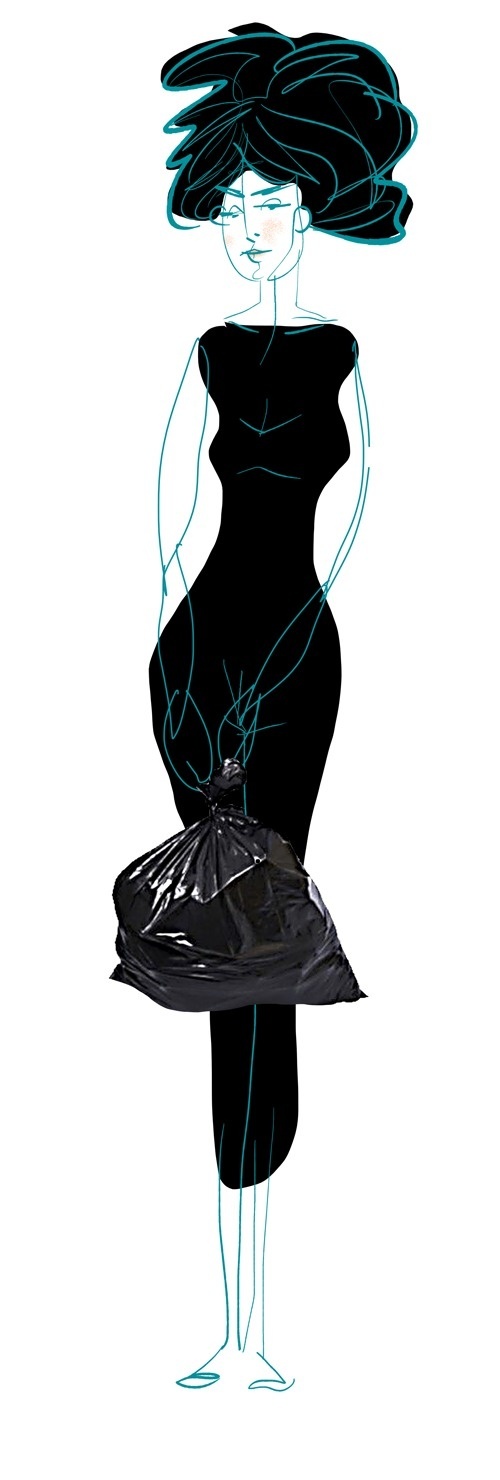 Specialmagazin #drawing #woman #black #hole body #black wear #garbage bag #character