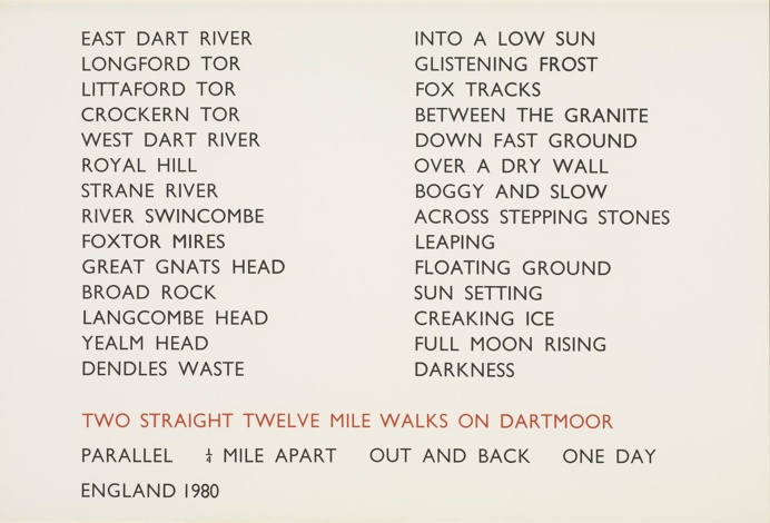 Richard Long, 'Two Straight Twelve Mile Walks on Dartmoor, England 1980' 1980; Screenprint on paper