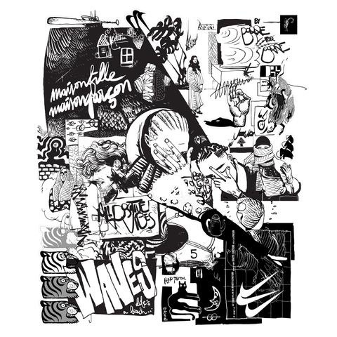 Yué Wu x BYBORRE Yue scarf collab collaboration grey white graphic