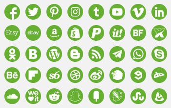 Round transparent background basic social icons green colour