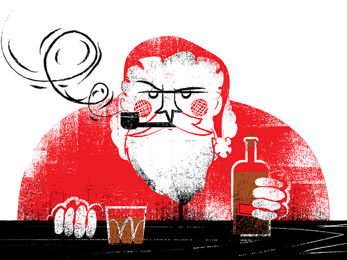 Santa w/whisky #illustration #whisky #santa