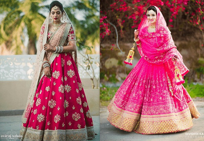 dark pink bridal lehenga